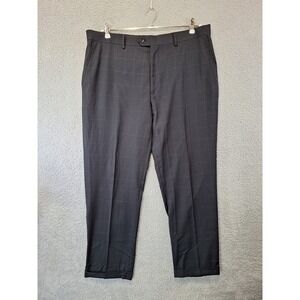 Bocaccio Uomo Mens Black Windowpane Plaid Dress Pants 42L (Fits 39x30) Cuffed
